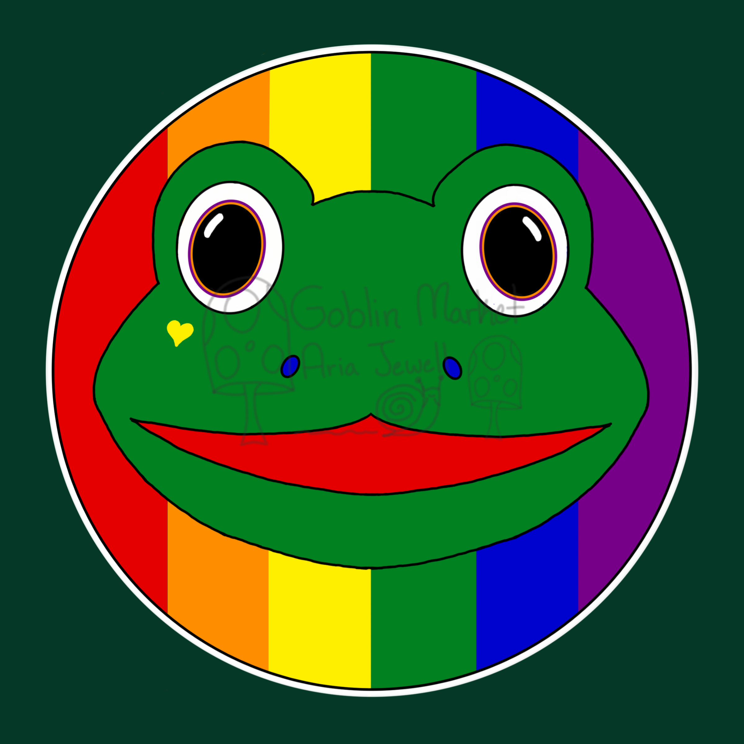 Pride Frog Waterproof Sticker, Hand-Drawn Digital Art