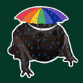 Black Rain Frog Waterproof Sticker, Hand-Drawn Digital Art