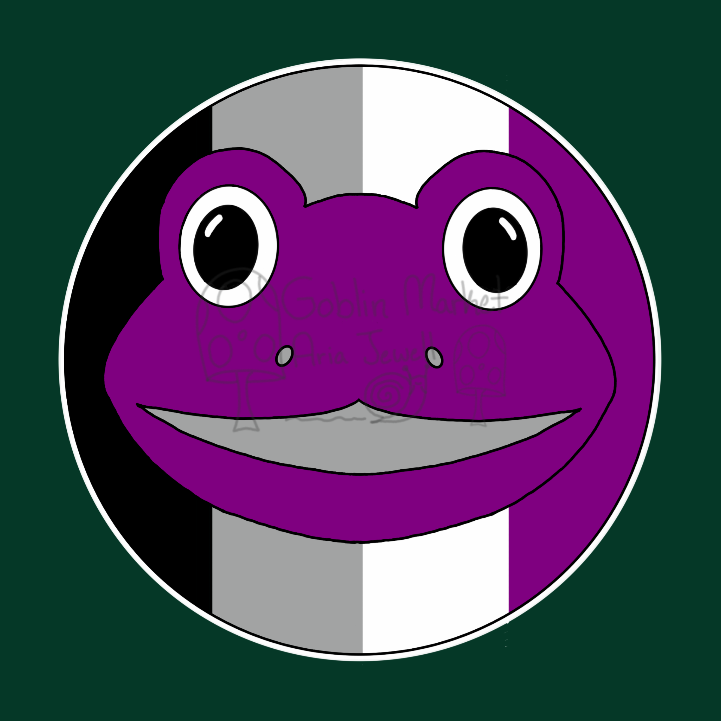 Asexual Pride Frog Waterproof Sticker, Hand-Drawn Digital Art