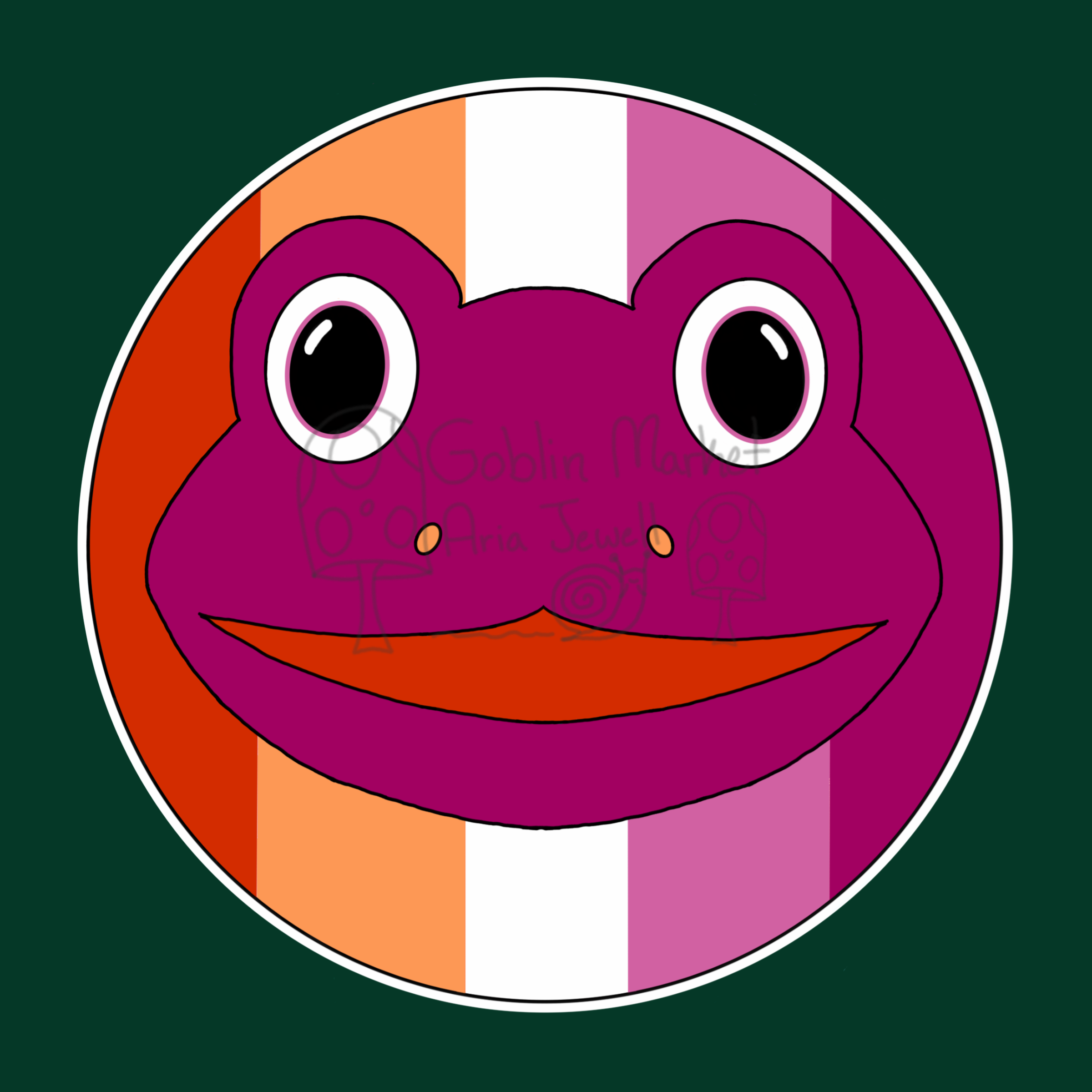 Lesbian Pride Frog Waterproof Sticker, Hand-Drawn Digital Art