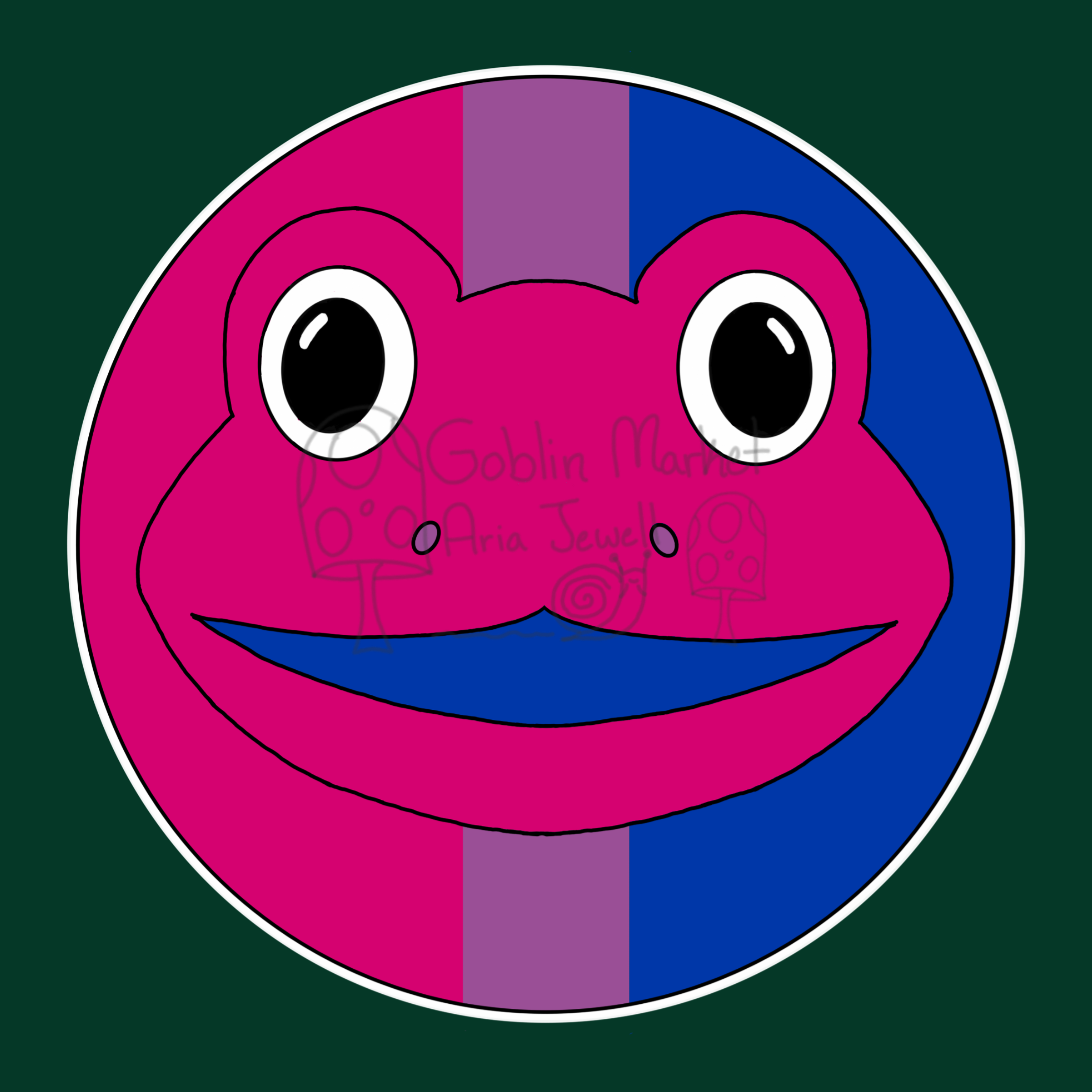 Bisexual Pride Frog Waterproof Sticker, Hand-Drawn Digital Art