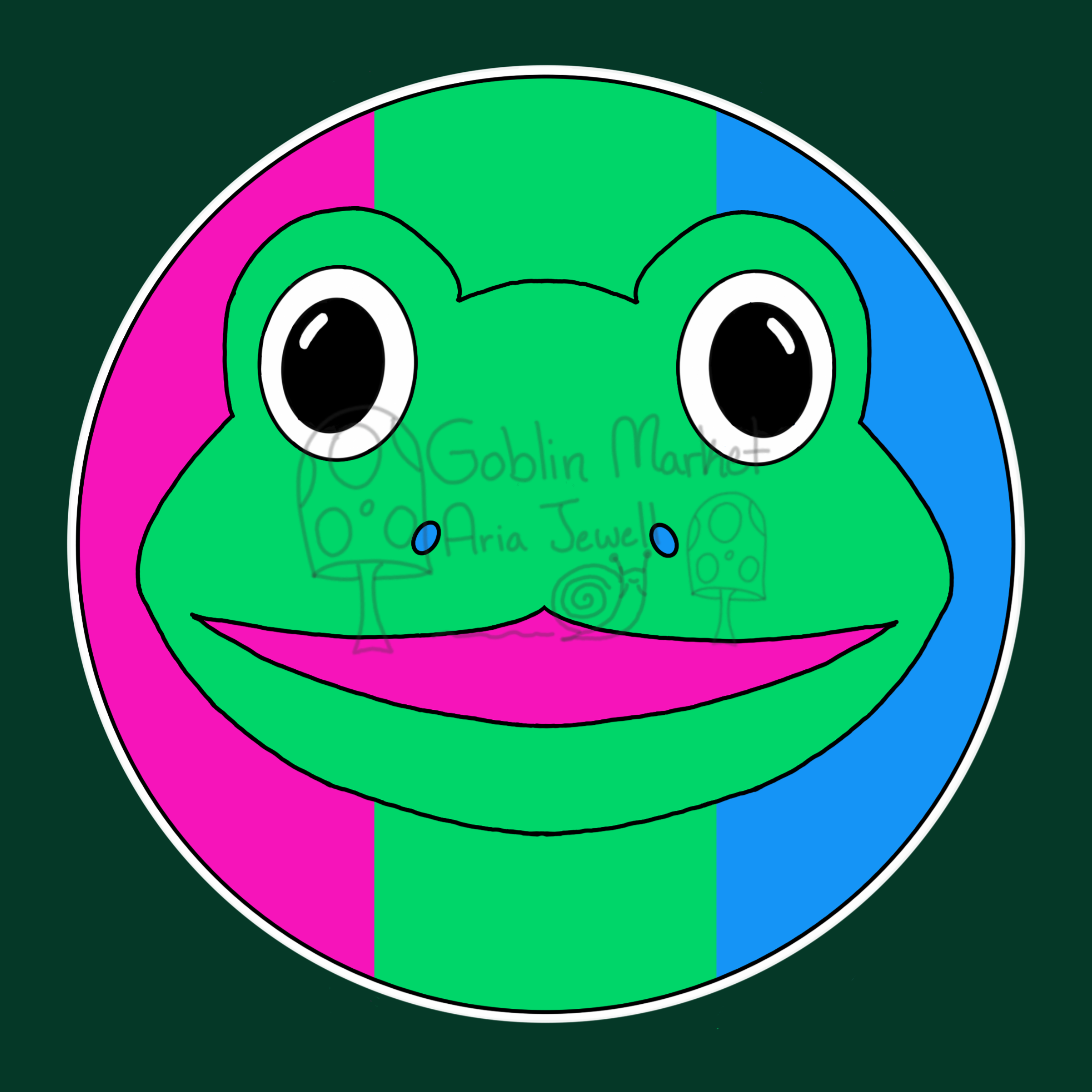 Polysexual Pride Frog Waterproof Sticker, Hand-Drawn Digital Art