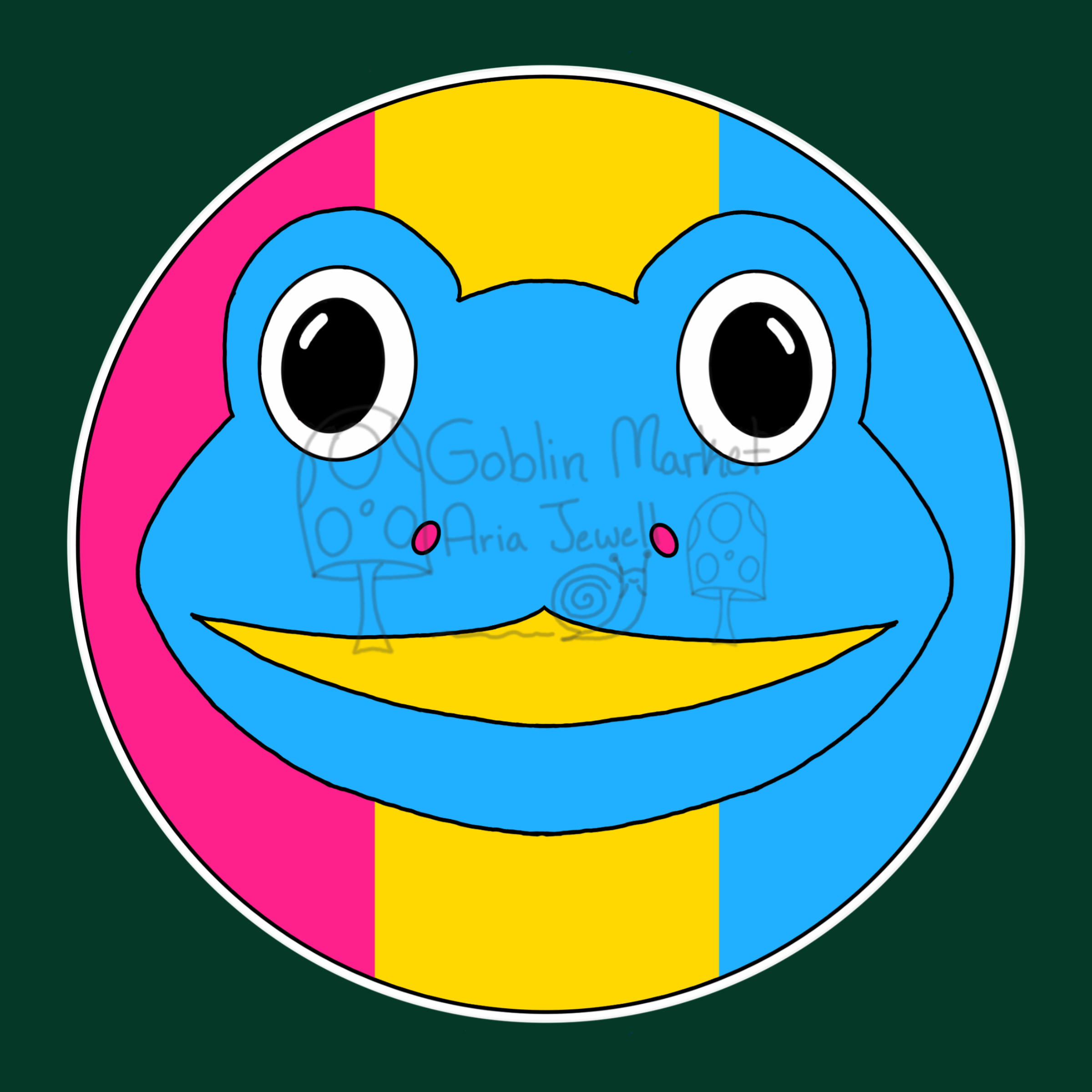 Pansexual Pride Frog Waterproof Sticker, Hand-Drawn Digital Art
