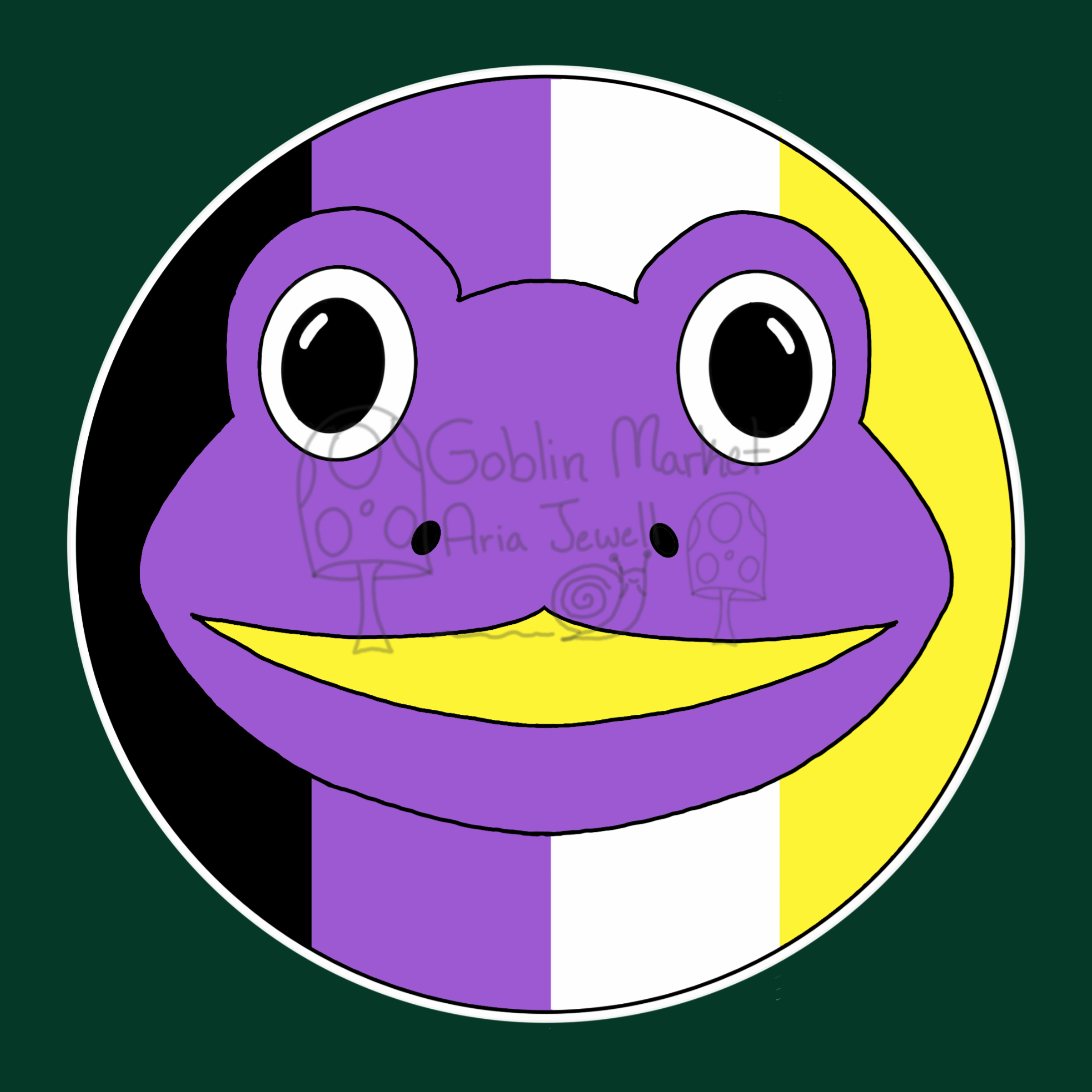 Non-Binary Pride Frog Waterproof Sticker, Hand-Drawn Digital Art