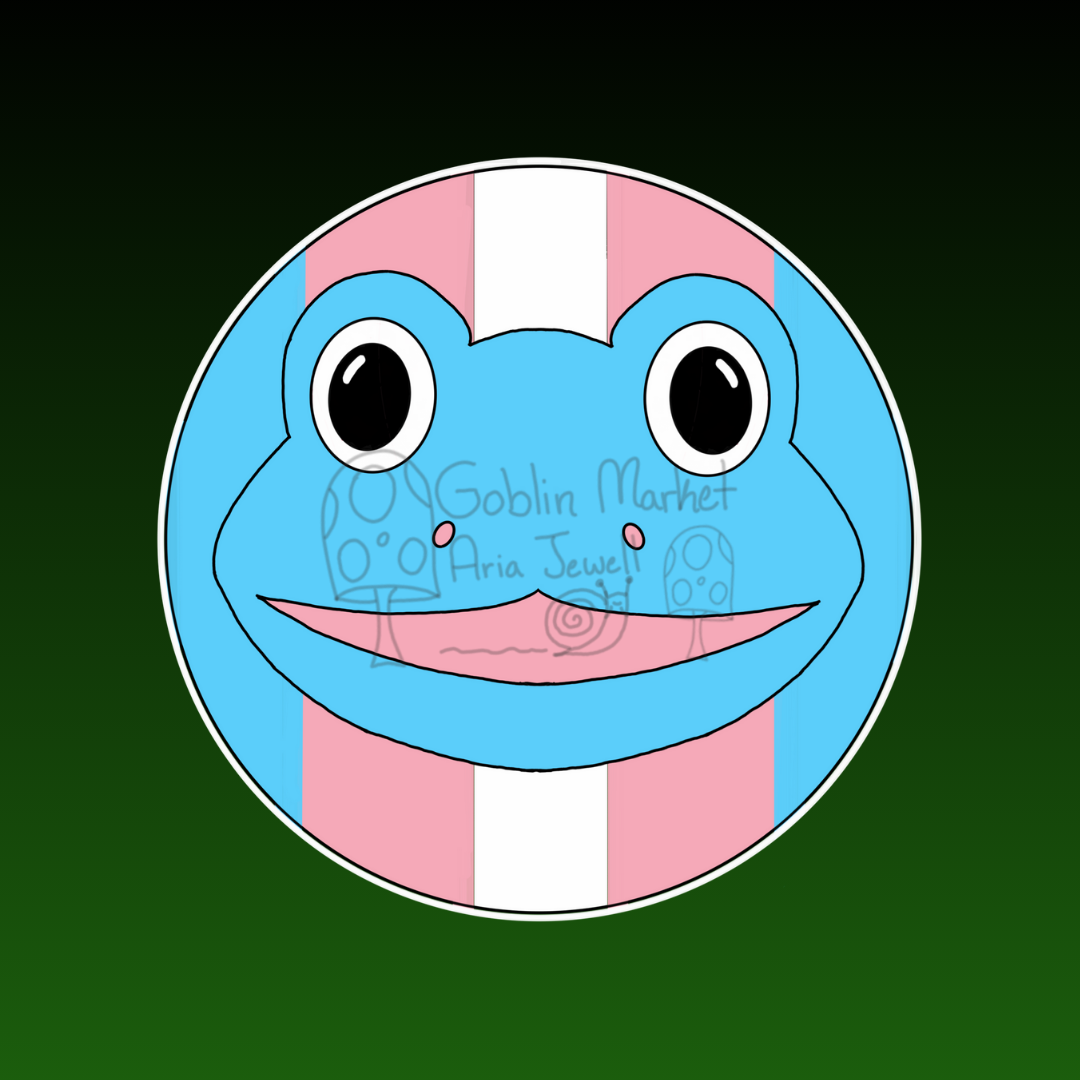 Trans Pride Frog Waterproof Sticker, Hand-Drawn Digital Art