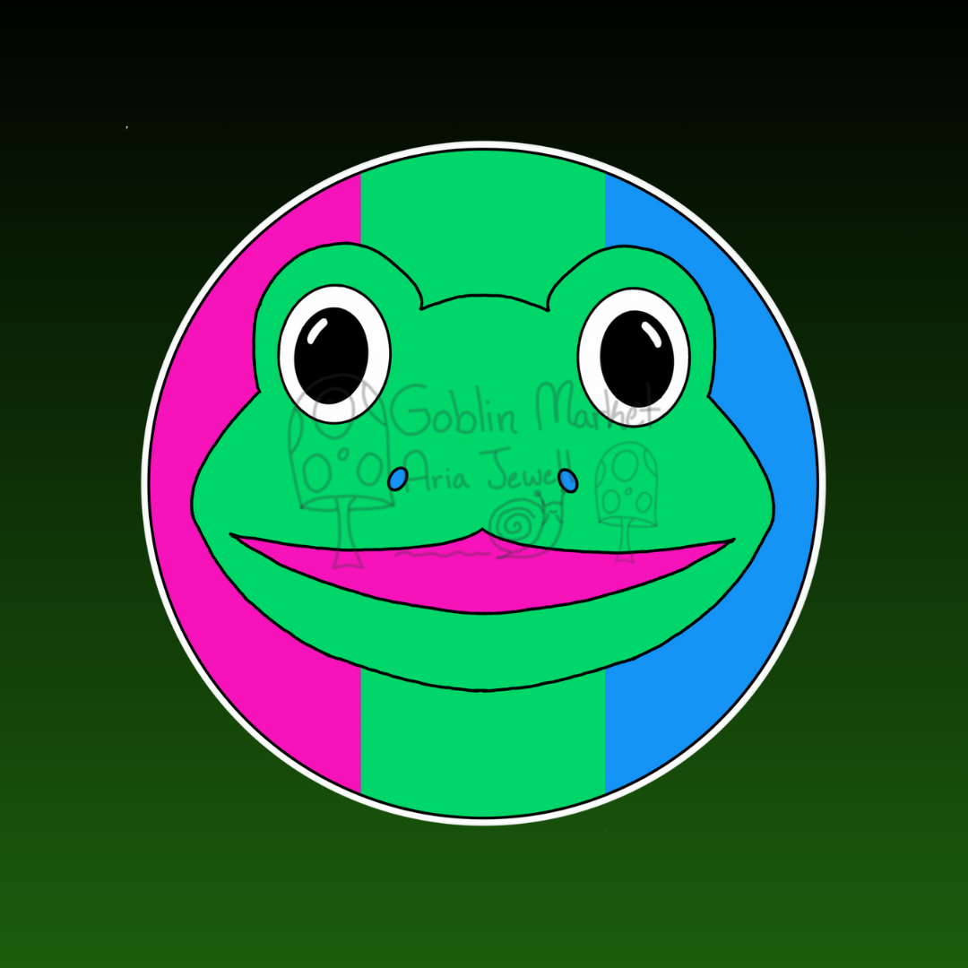 Polysexual Pride Frog Waterproof Sticker, Hand-Drawn Digital Art