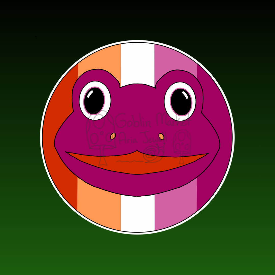 Lesbian Pride Frog Waterproof Sticker, Hand-Drawn Digital Art