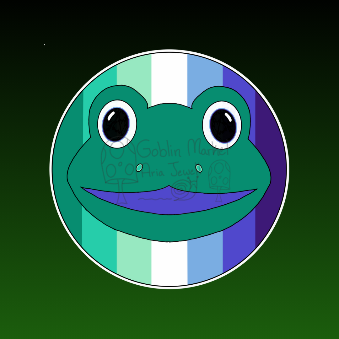 Gay Men Pride Frog Waterproof Sticker, Hand-Drawn Digital Art