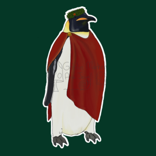 Emperor Penguin Waterproof Sticker, Hand-Drawn Digital Art