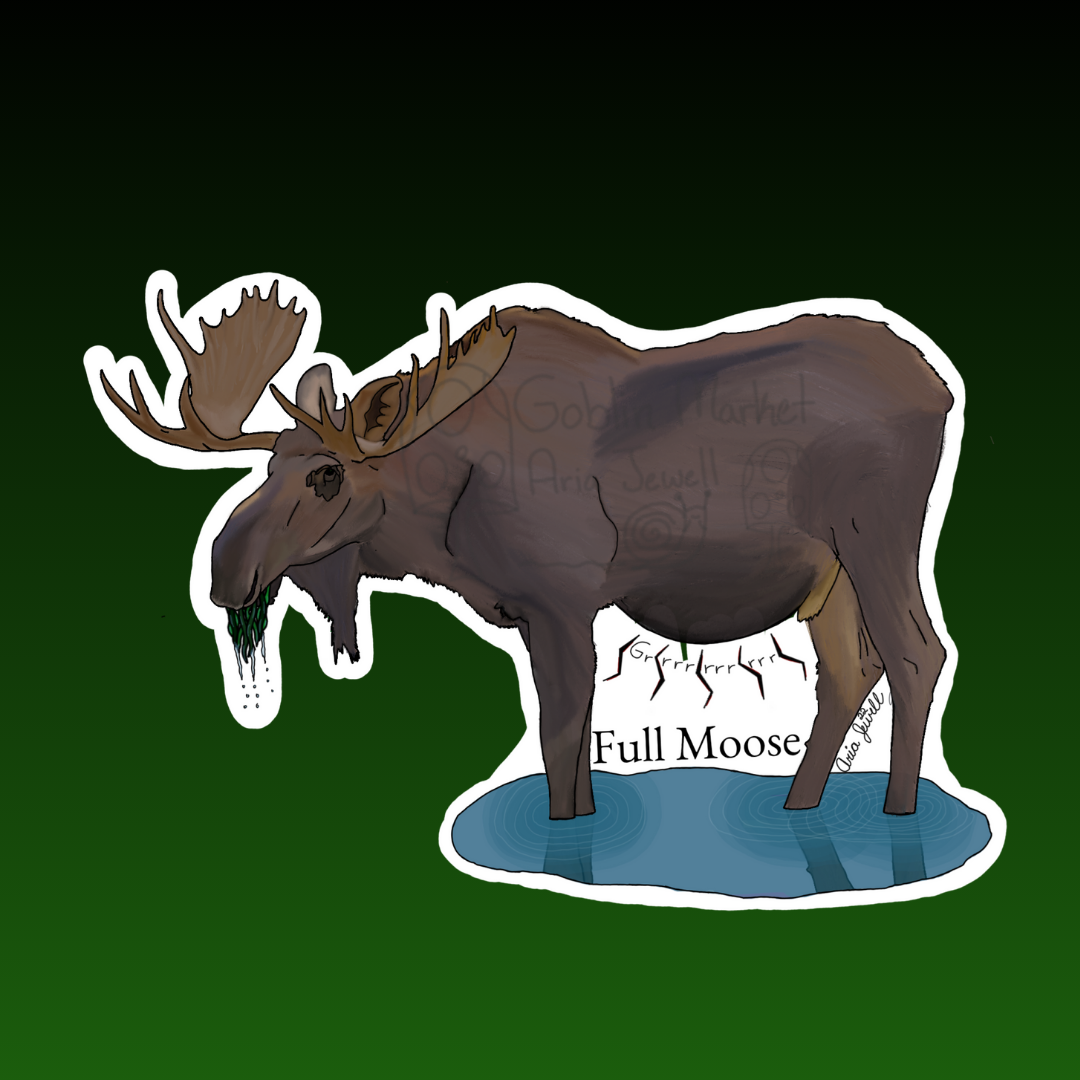 Full Moose Waterproof Sticker, Hand-Drawn Digital Art