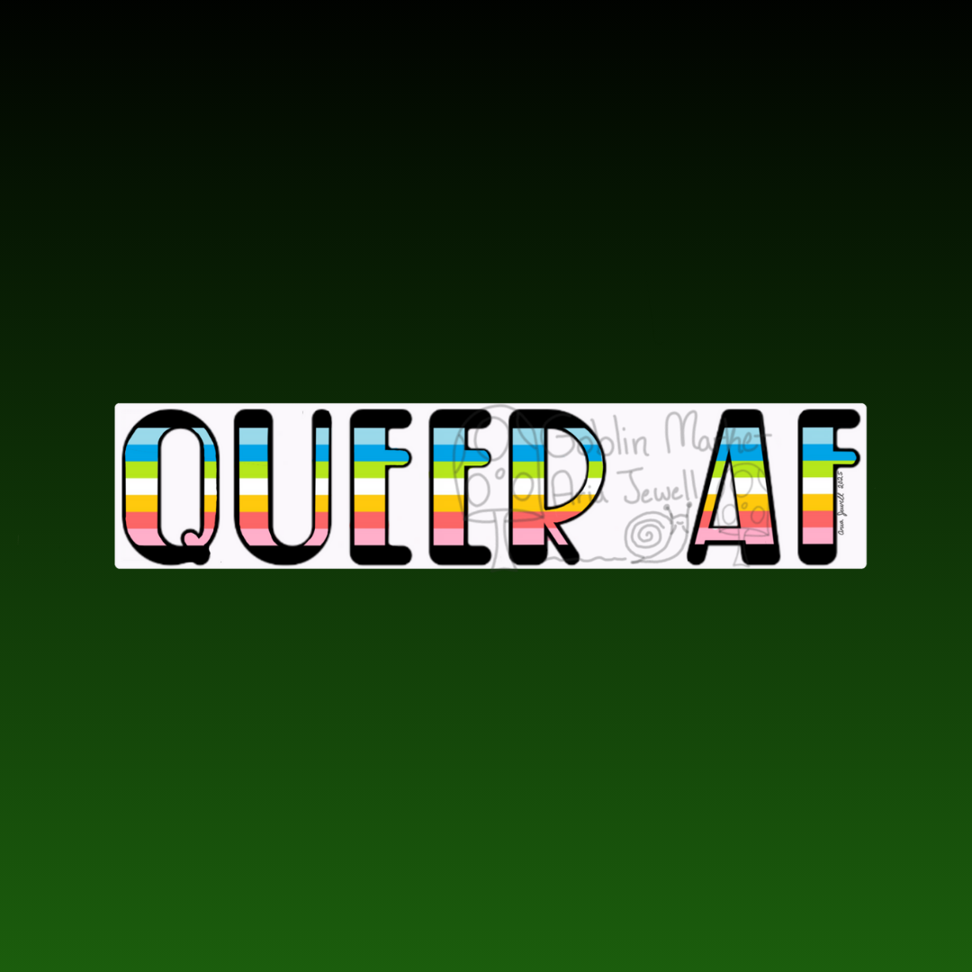 Queer AF Waterproof Sticker, Hand-Drawn Digital Art