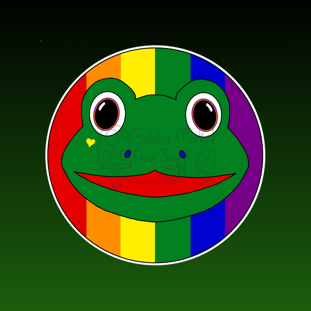 Pride Frog Waterproof Sticker, Hand-Drawn Digital Art