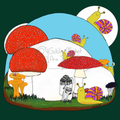 Silly Snails, Fly Agaric, Puffballs, Inky Caps, Black Trumpets, and Chanterelles, Waterproof Sticker, Hand-Drawn Digital Art